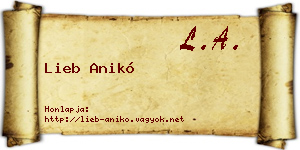 Lieb Anikó névjegykártya